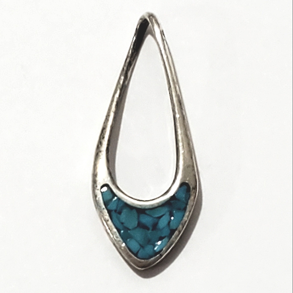 Vintage Navajo Sterling Turquoise "Oval Smile" Pendant